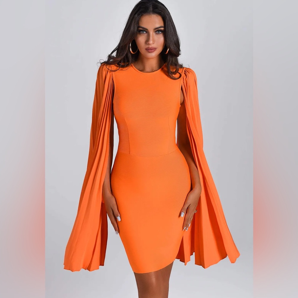 Bella Barnette Orange M Ronaldette Bandage Dress NWT